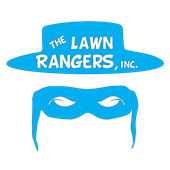 The Lawn Rangers, Inc. logo in blue with a stylized masked face and hat