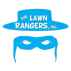 The Lawn Rangers, Inc. logo in blue with a stylized masked face and hat
