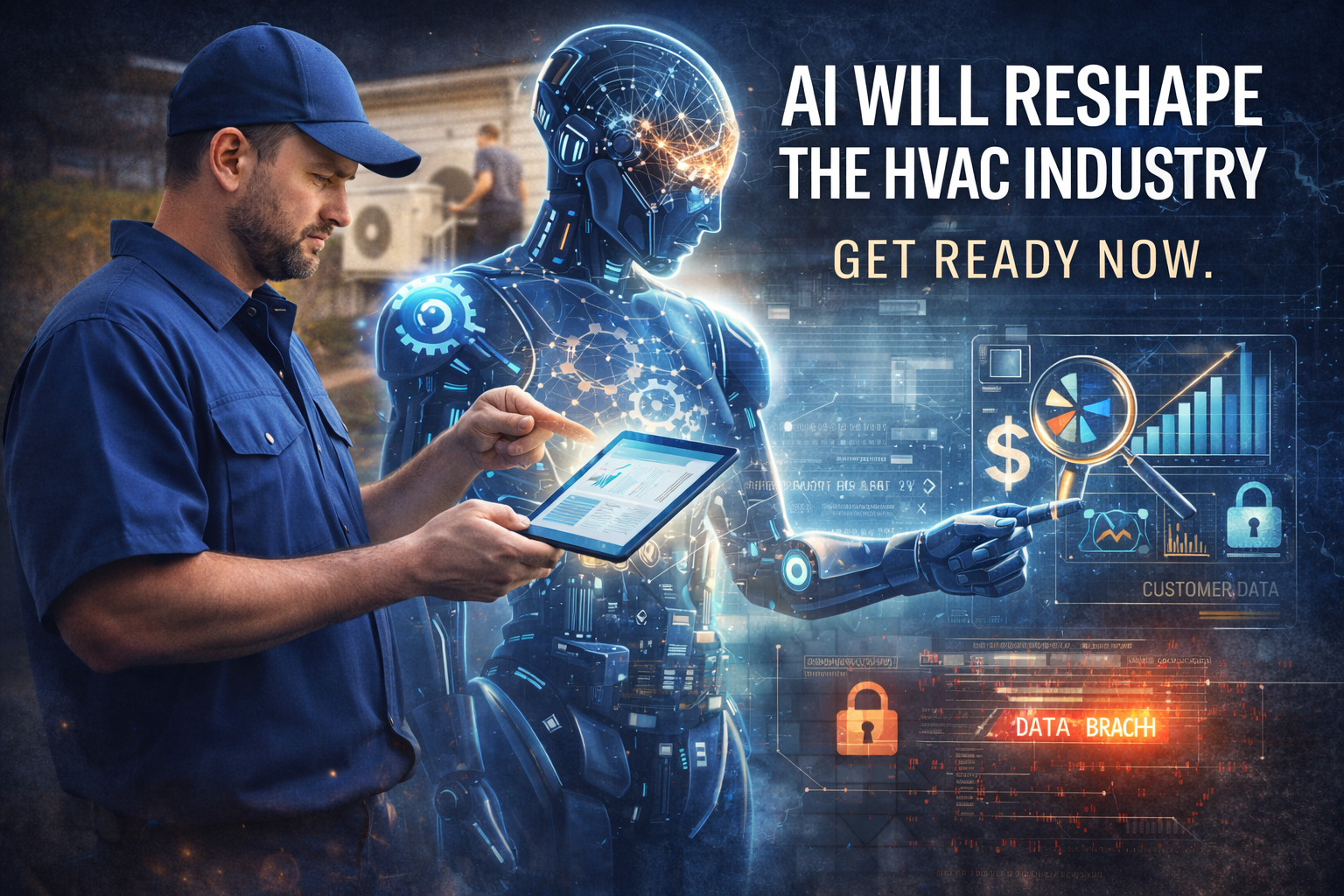 HVAC technician and an ai robot