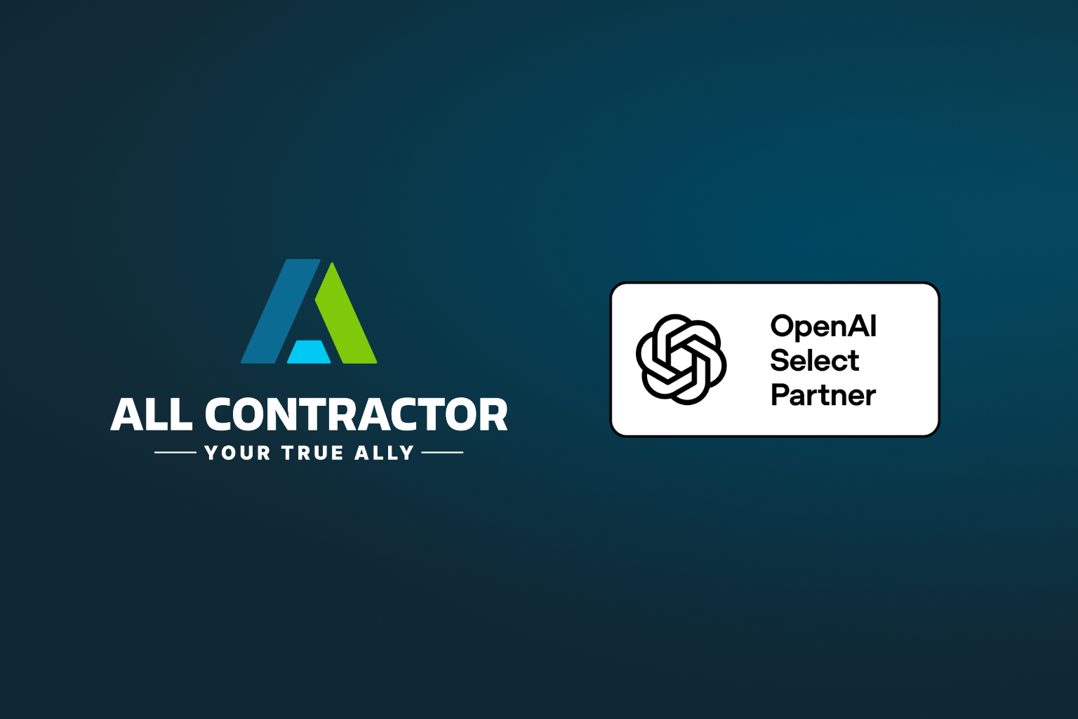 OpenAI Select Partner logo on a white card over a blue geometric background