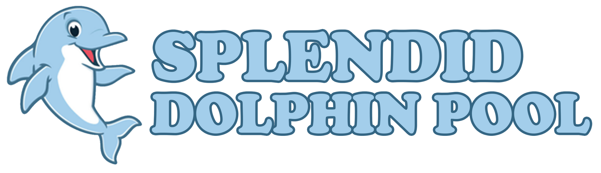 Blue dolphin logo with the words &ldquo;Splendid Dolphin Pool&rdquo; in blue text
