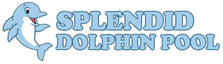 Blue dolphin logo with the words &ldquo;Splendid Dolphin Pool&rdquo; in blue text