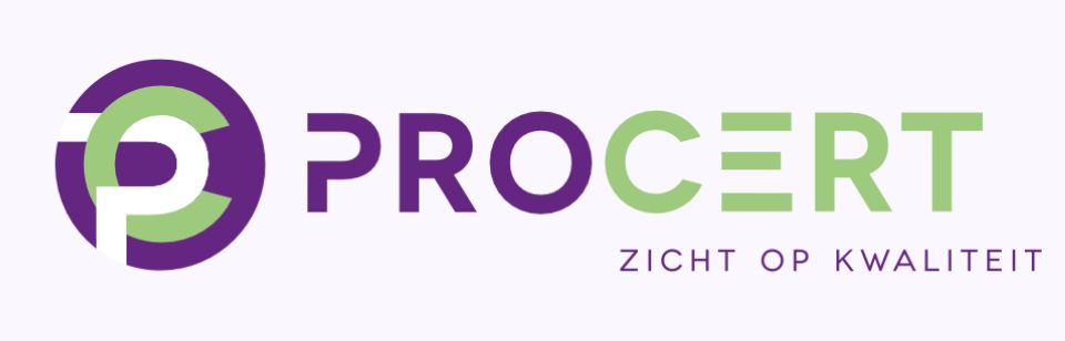 Het logo van PROCERT bestaat uit een paarse cirkel met daarin een groene 