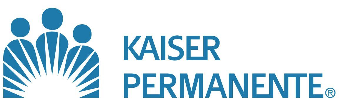 Kaiser Permanente logo in blue with stylized people and sunburst icon