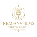 Gold ornate ReaganvFilms Photo Booth logo on a white background