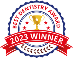 A seal that says best dentistry award 2023 winner