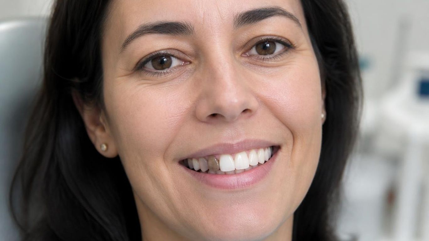 Smiling person with dark hair in a light office setting