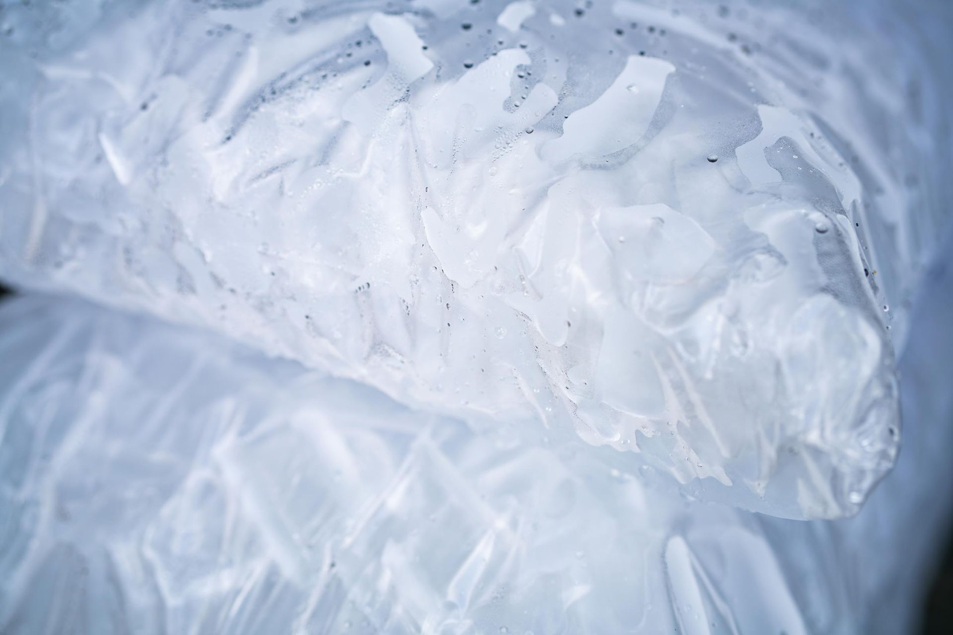 Close-up of a Clear Plastic Bag Filled With Ice Cubes — Cool Blue Ice & Water in Mudgee, NSW