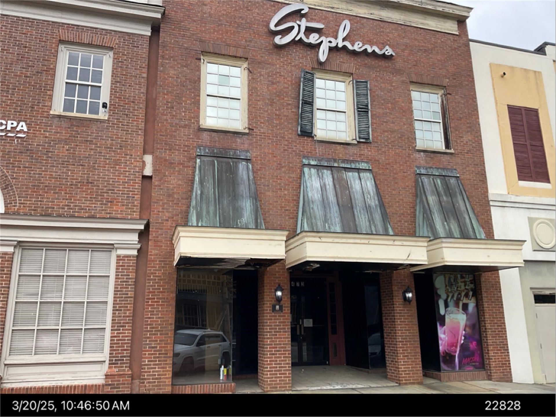 A brick building with the name stephens on it