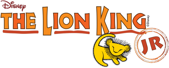 Disney The Lion King JR logo with orange title, yellow Simba, and circular JR badge