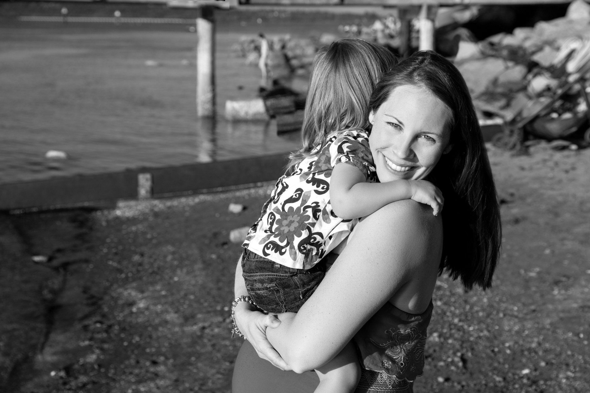 Natalie-DAngelo-Photography-Vancouver-BC-Canada-BlackWhite-Family-Portraits-Visual-Storyteller-smiling-mother-shy-girl-portrait