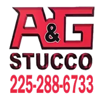 A&G Stucco logo with phone number 225-288-6733 in red and black