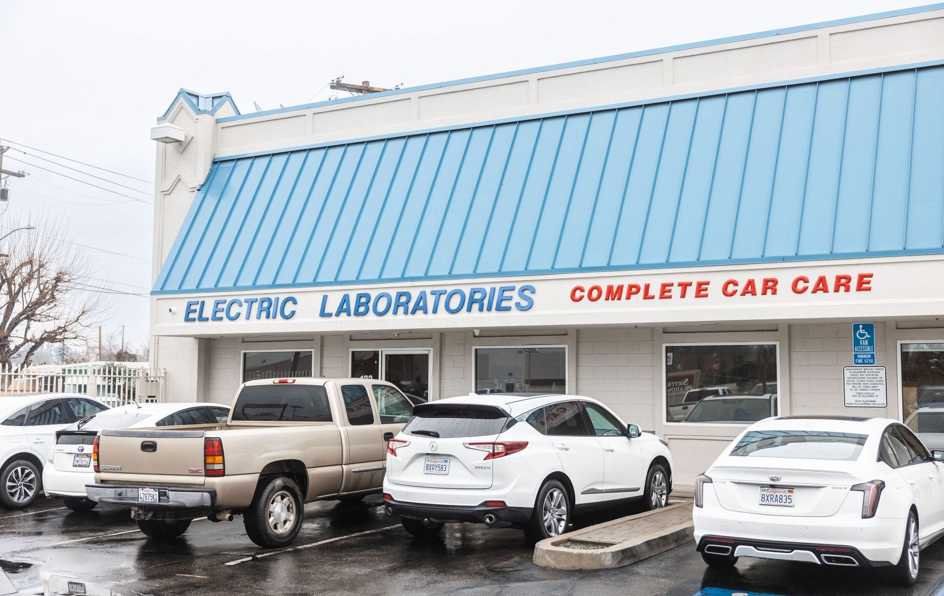 Parked Vehicles in Front of Our Service Center in Fresno, CA - Electric Laboratories Complete Car Care