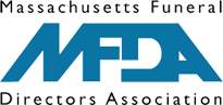 Logo of Massachusetts Funeral Directors Association: blue stylized 