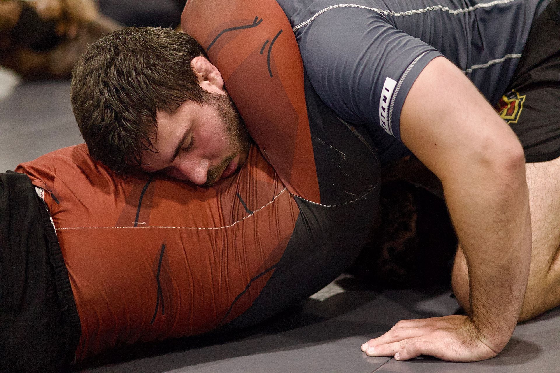 Adults practicing Brazilian Jiu-Jitsu drills at Jiu-Jitsu Modern in North Babylon, NY.