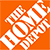 A close up of a home depot logo on an orange background.