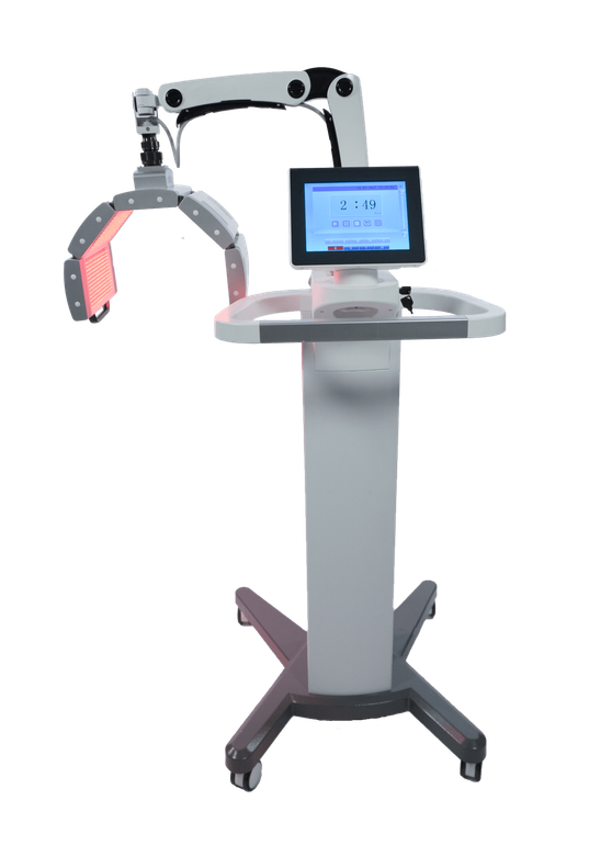 A machine is sitting on a stand with a computer on it.