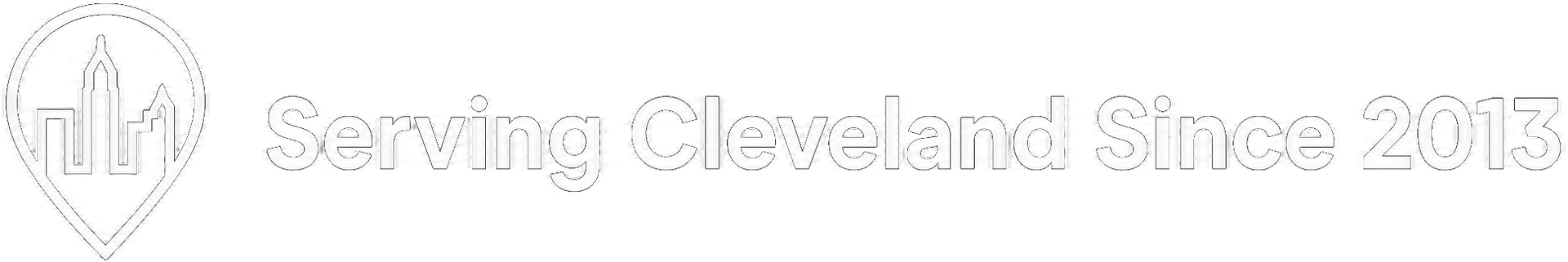 Faint white logo and text reading “Serving Cleveland Since 2013” on a light background