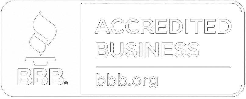 BBB Accredited Business badge with bbb.org logo in gray and white