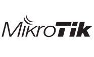 A black and white logo for mikrotik on a white background.