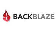 The backblaze logo has a red flame on it.