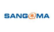 The logo for sangoma is blue and orange on a white background.