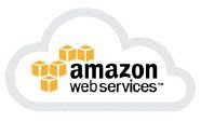 The amazon web services logo is on a white cloud.