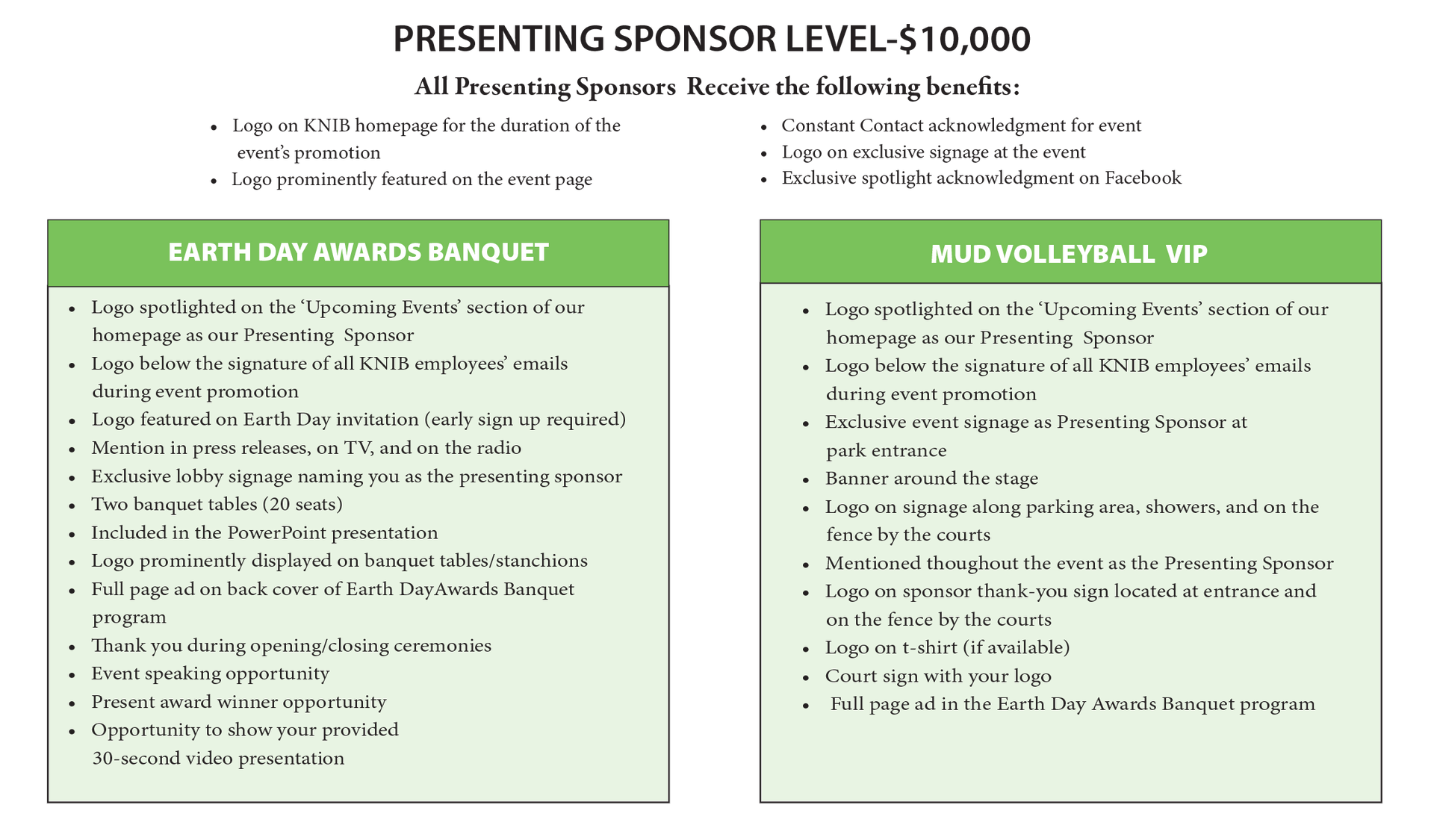 KNIB Presenting Sponsor Benefits