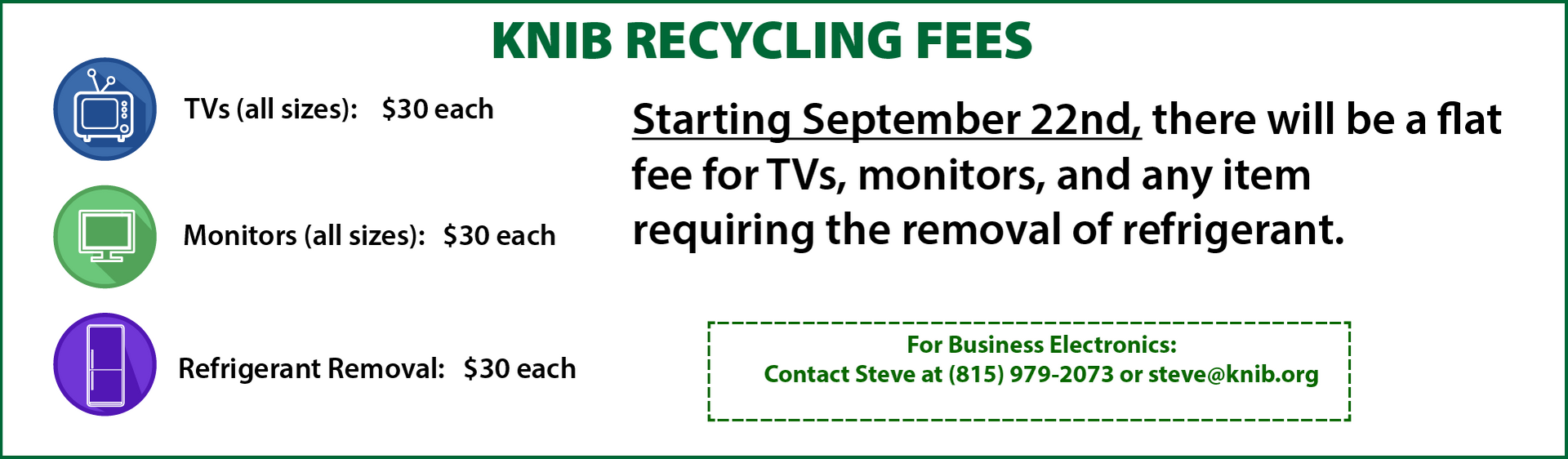 KNIB New Recycling Fees