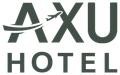 AXU Hotel logo in dark gray with a stylized bird between the letters A and X