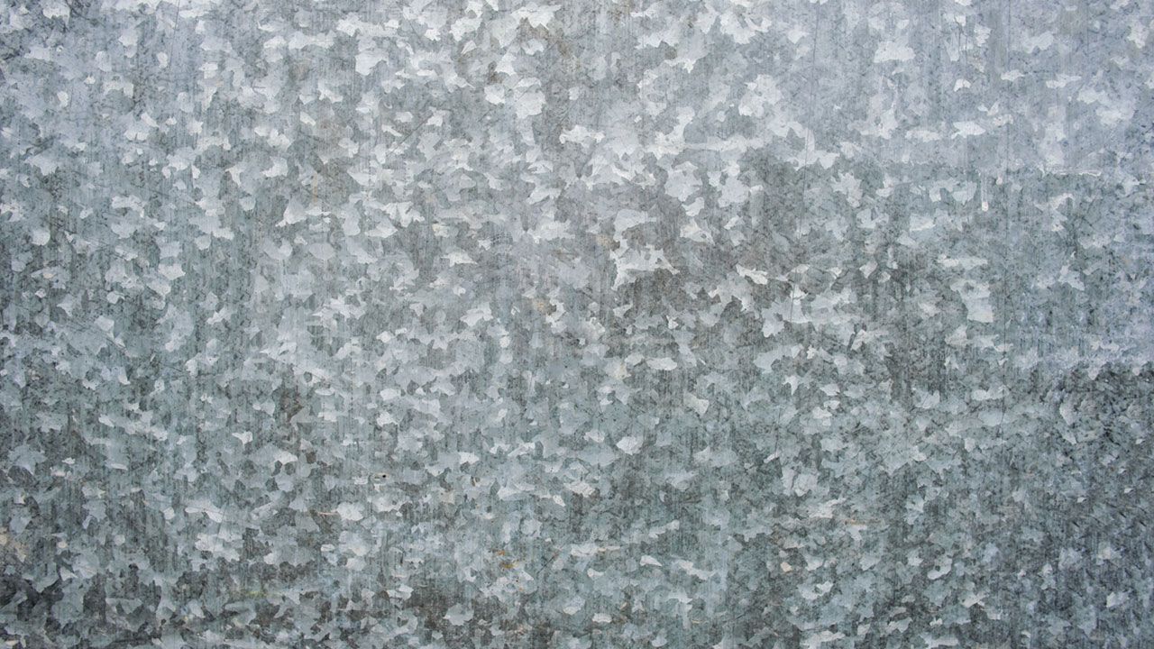 A close up of galvanized metal.