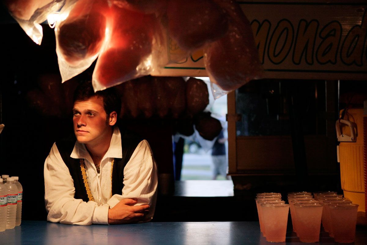 A worker waits for intermission at the concession stand at the Zoppe Family Circus.