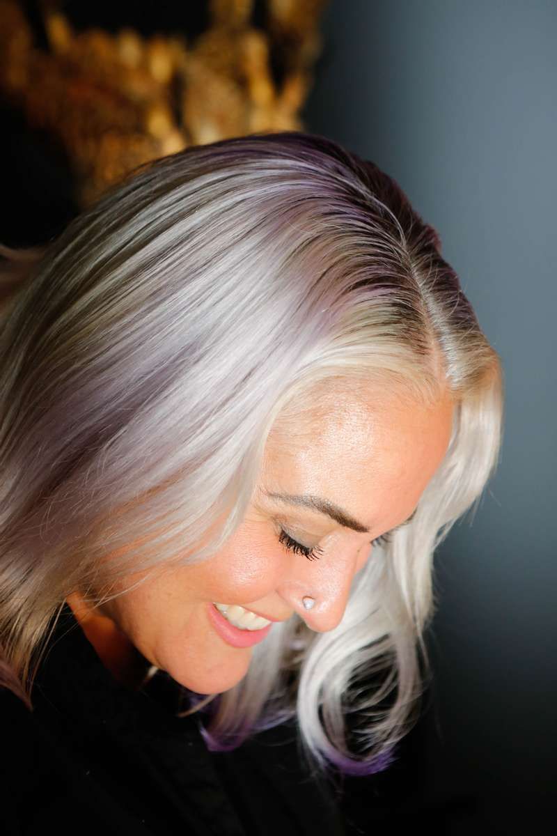 Young woman with silver hair