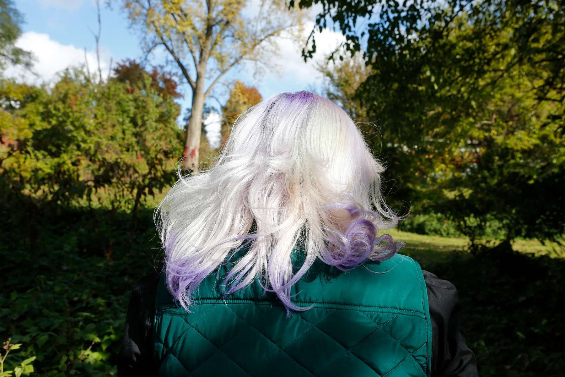 Young woman with silver hair