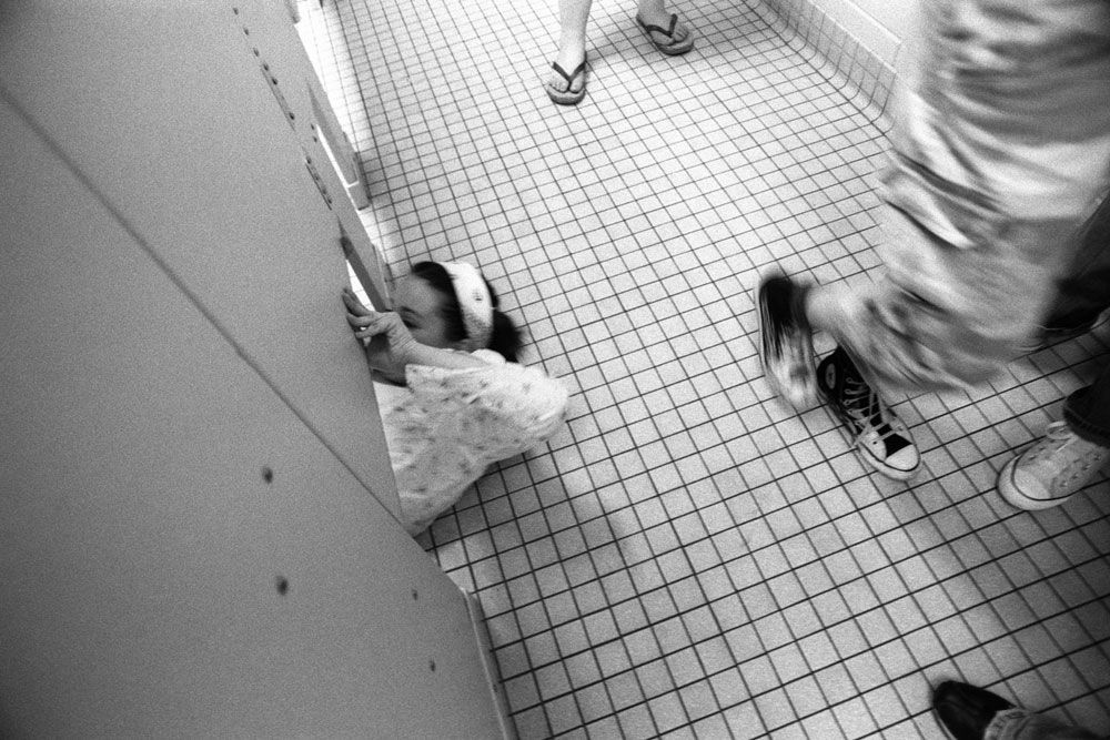 'I was having a problem with one of my friends, and she wouldn't talk to me and she hid out in the bathroom. I wanted to talk it out, so I went in the bathroom stall after her. It all worked out in the end!' --Rachel Arigoni, 13.