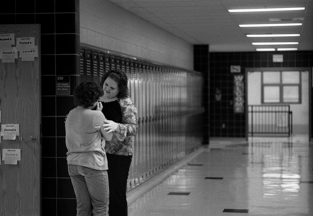 'I was crying because I just lost someone. I don't often cry at school. Talking to the teacher did help because it helped me to know that he still lives on in my heart.' --Audrianna Bowlby, 13.