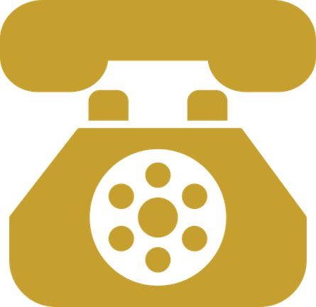 Gold rotary telephone icon on a white background