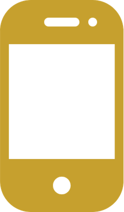 Yellow smartphone icon with a blank white screen and circular home button
