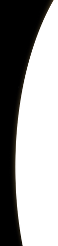 White, crescent-shaped object against a black background.