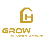 Gold logo: stylized house shape with letter 