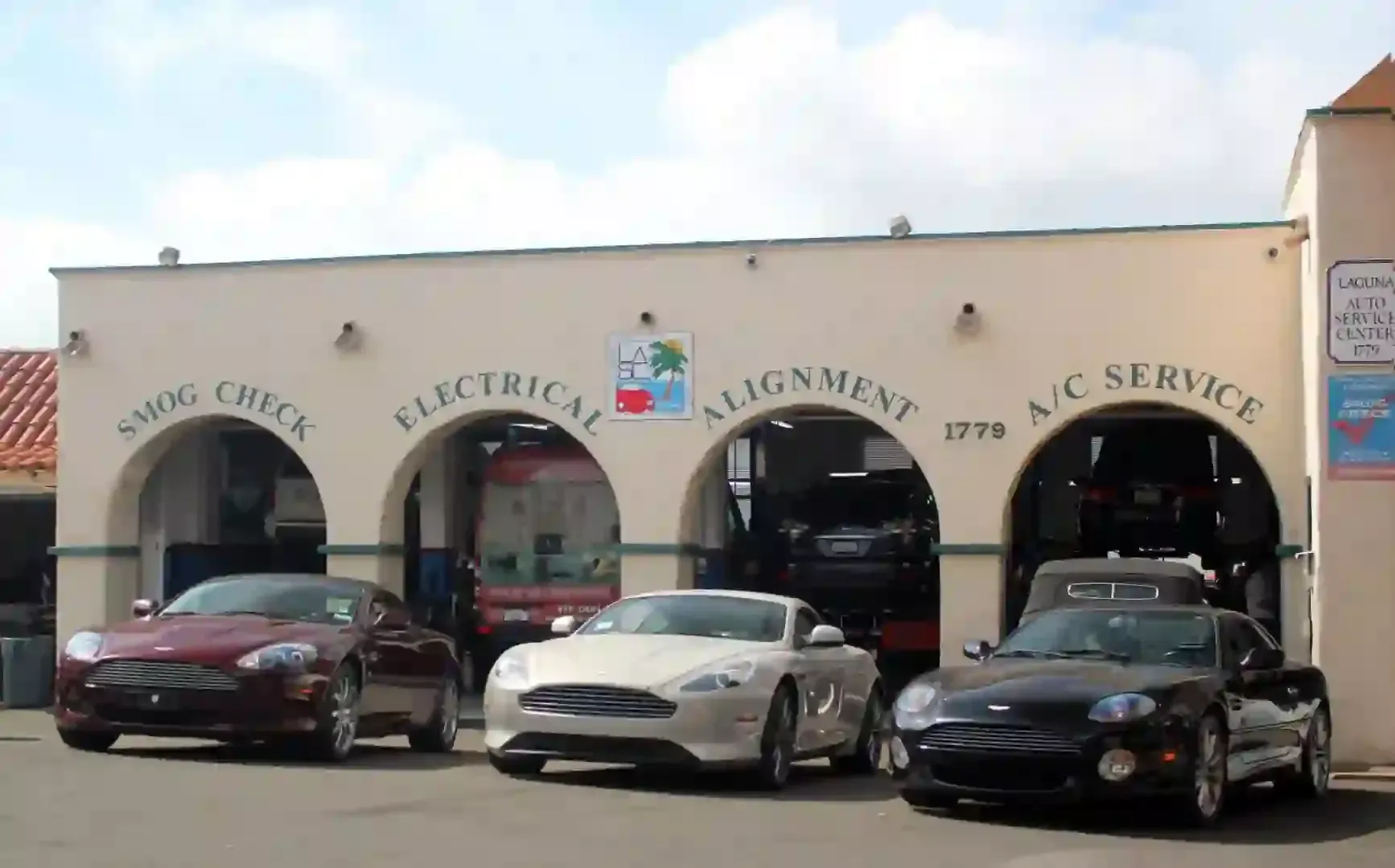 Parked Vehicles in Front of Laguna Auto Service Center in Laguna Beach, CA