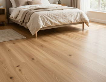 Luxury vinyl plank flooring in a bedroom