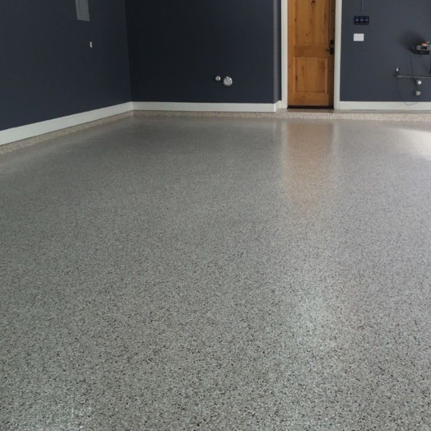 Brunswick garage floor Flake garage floor coating installed in a residential garage in Brunswick, Ohio.