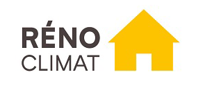 Un logo pour reno climat avec une maison jaune sur fond blanc.