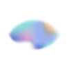 Blurred, abstract shape with gradients of teal, purple, pink, and orange against a white background.