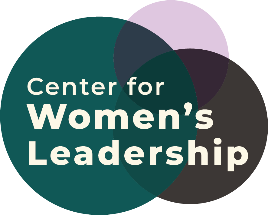 Center for Women’s Leadership logo with overlapping teal, purple, and dark circles