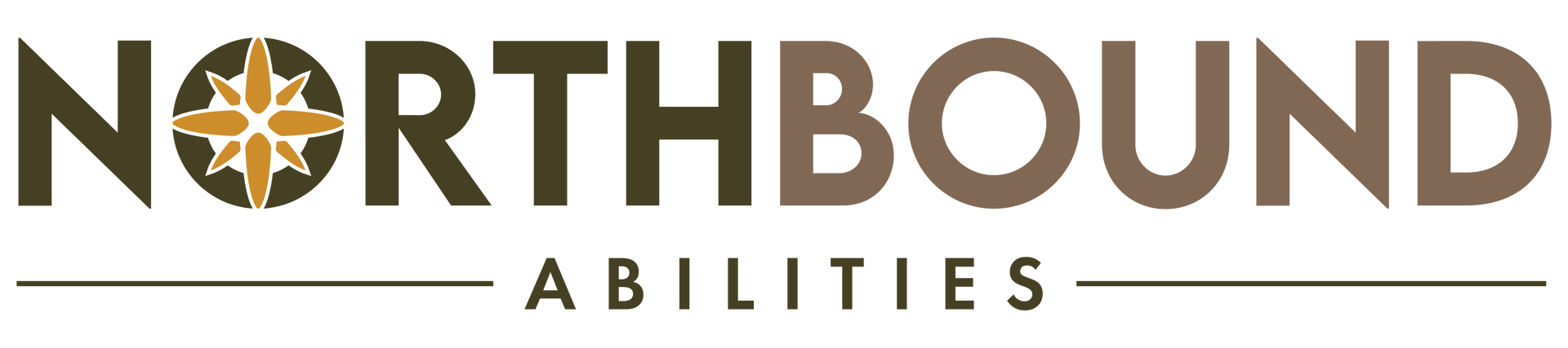 Northbound Abilities logo with gold compass icon and brown text on a white background