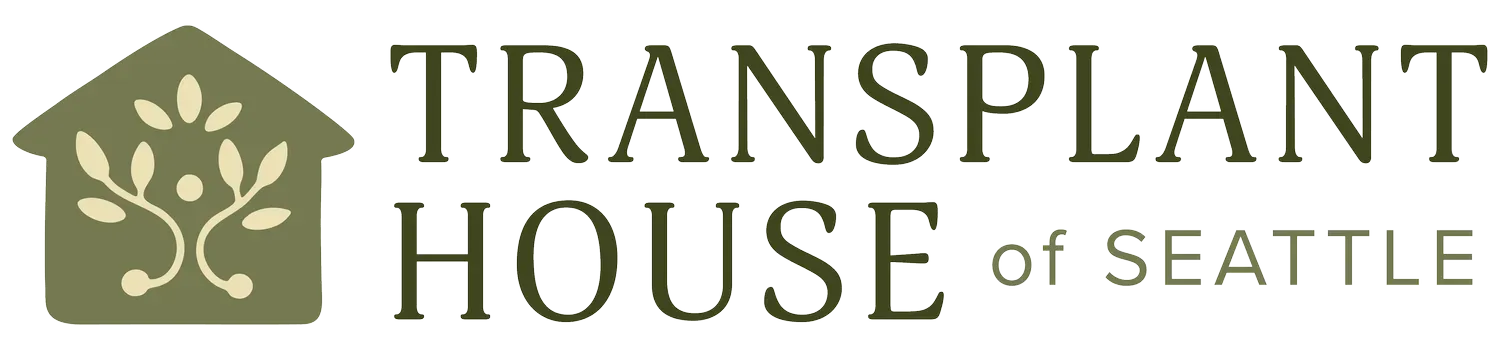 Transplant House of Seattle logo with stylized tree icon in green and gold