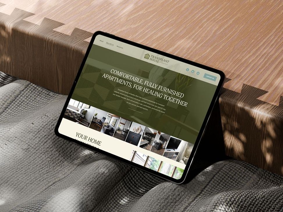 Tablet displaying a website with