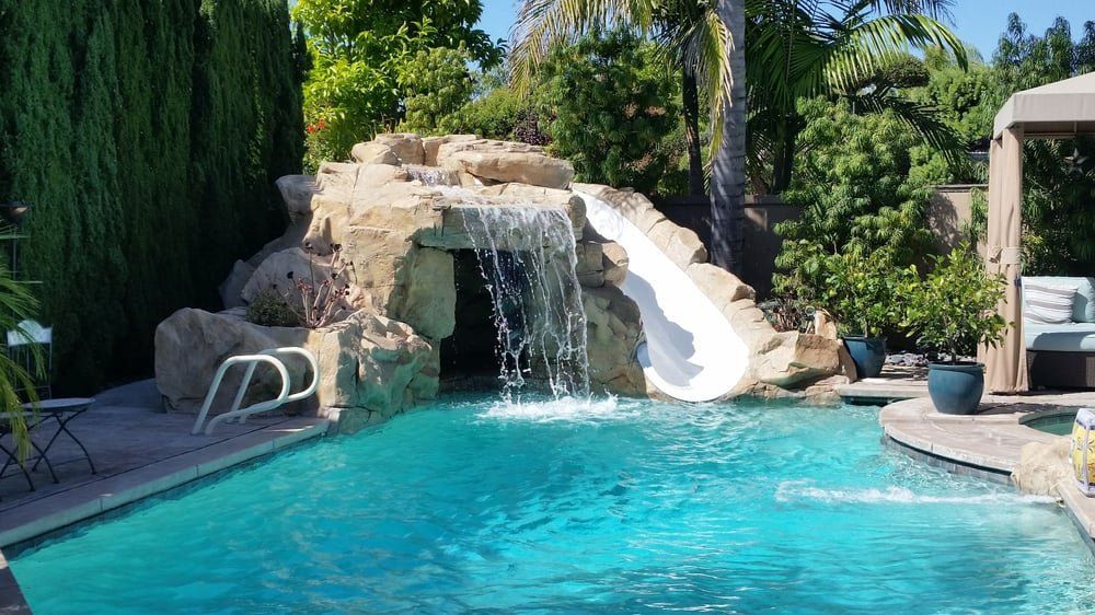 stone cave slide pool design